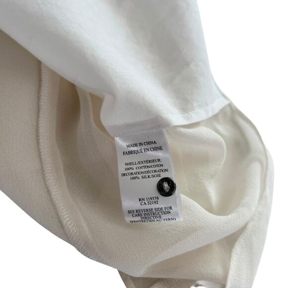 Helmut Helmut Lang White Cotton Silk Combo Short Sleeve Blouse L NWT Barneys - Picture 9 of 10